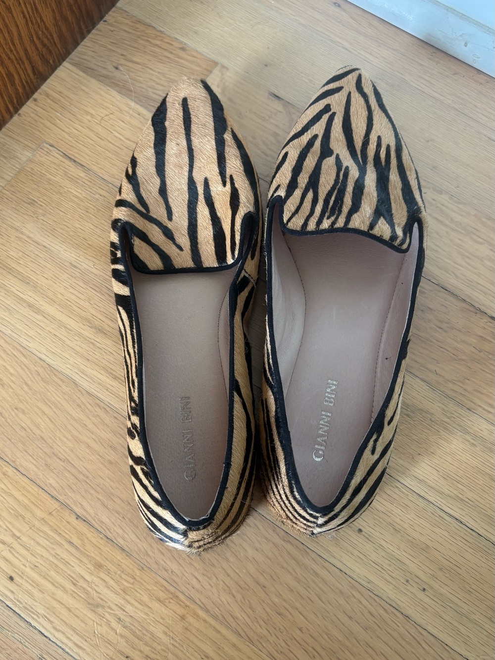Gianni Bini Animal Print Flats Loafers Leather Calf Hair